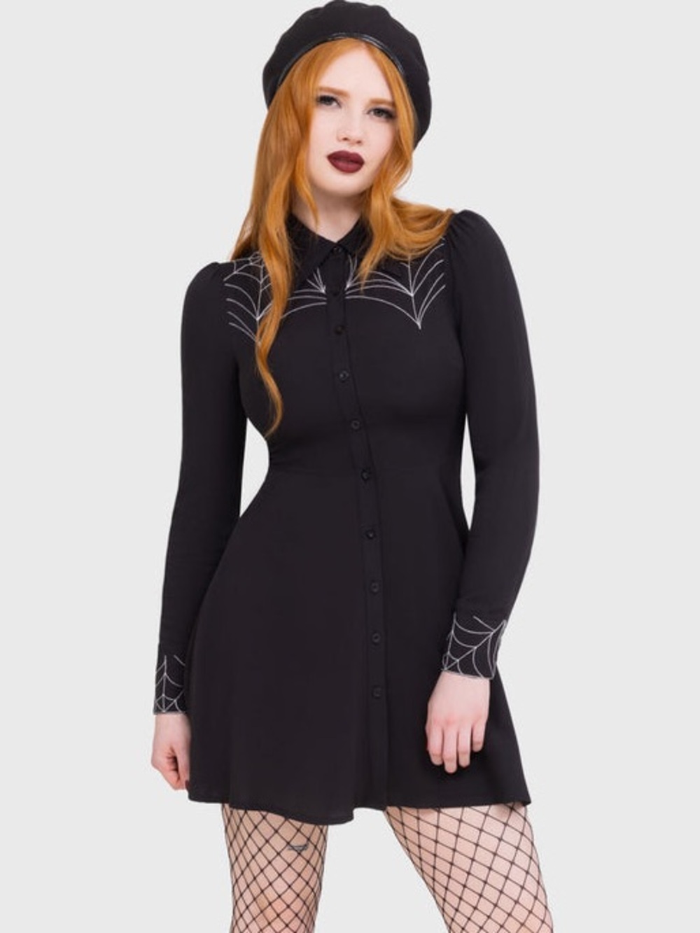 Killstar Black Mini Dress with Spiderweb Detail